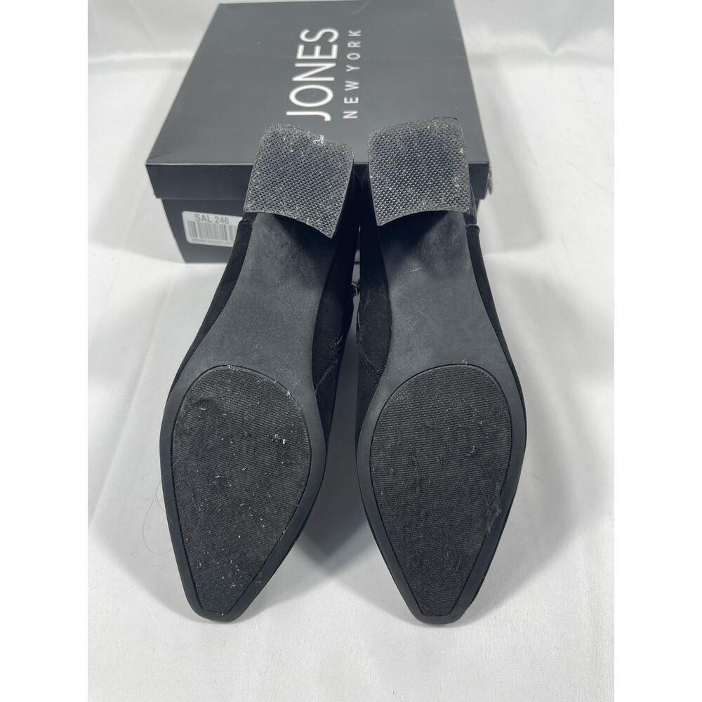 Jones New York Shoes Women's Size 8.5 Black Delno Booties Heels Block Zip Suede - Picture 6 of 7